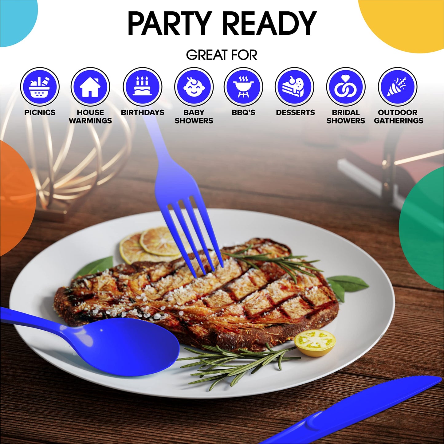 Heavy Duty Dark Blue Plastic Forks - 50 Ct.
