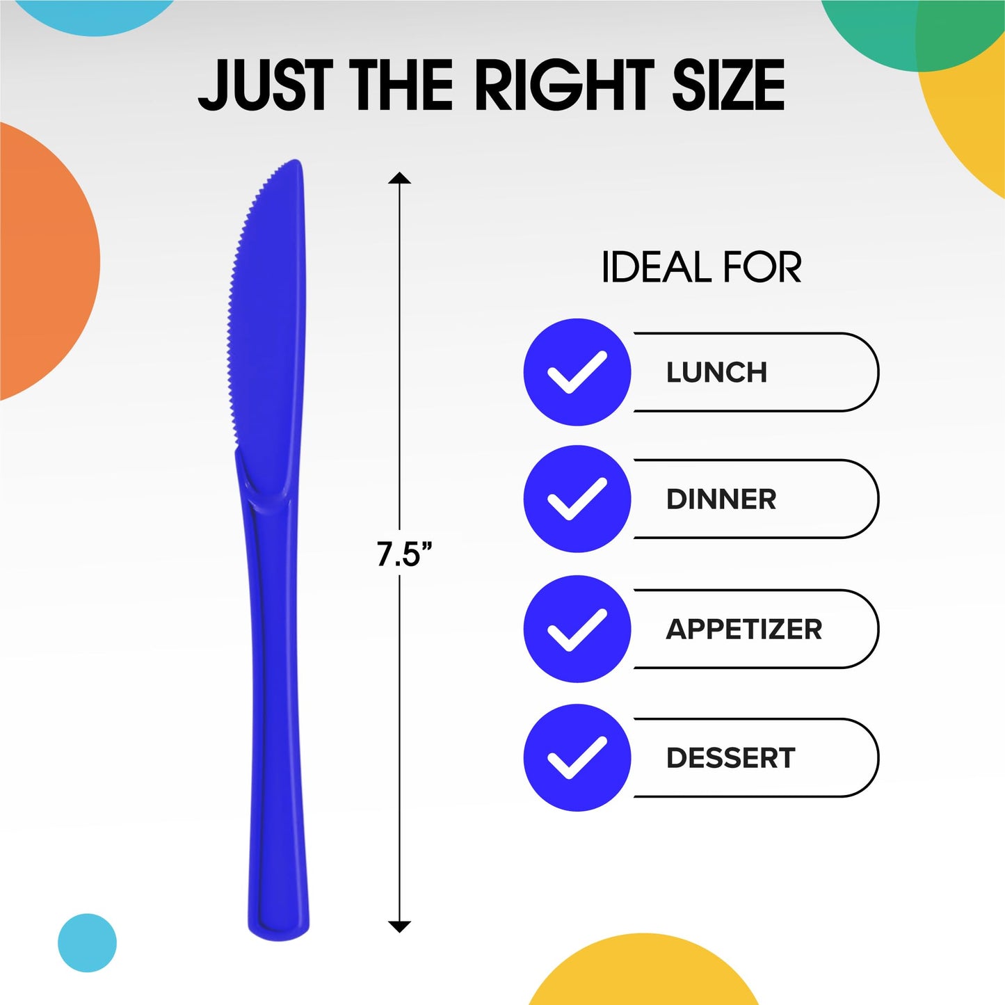 Heavy Duty Dark Blue Plastic Knives - 50 Ct.