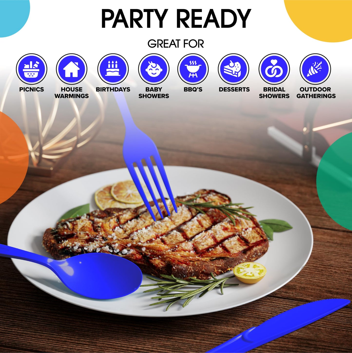 Heavy Duty Dark Blue Plastic Knives - 50 Ct.