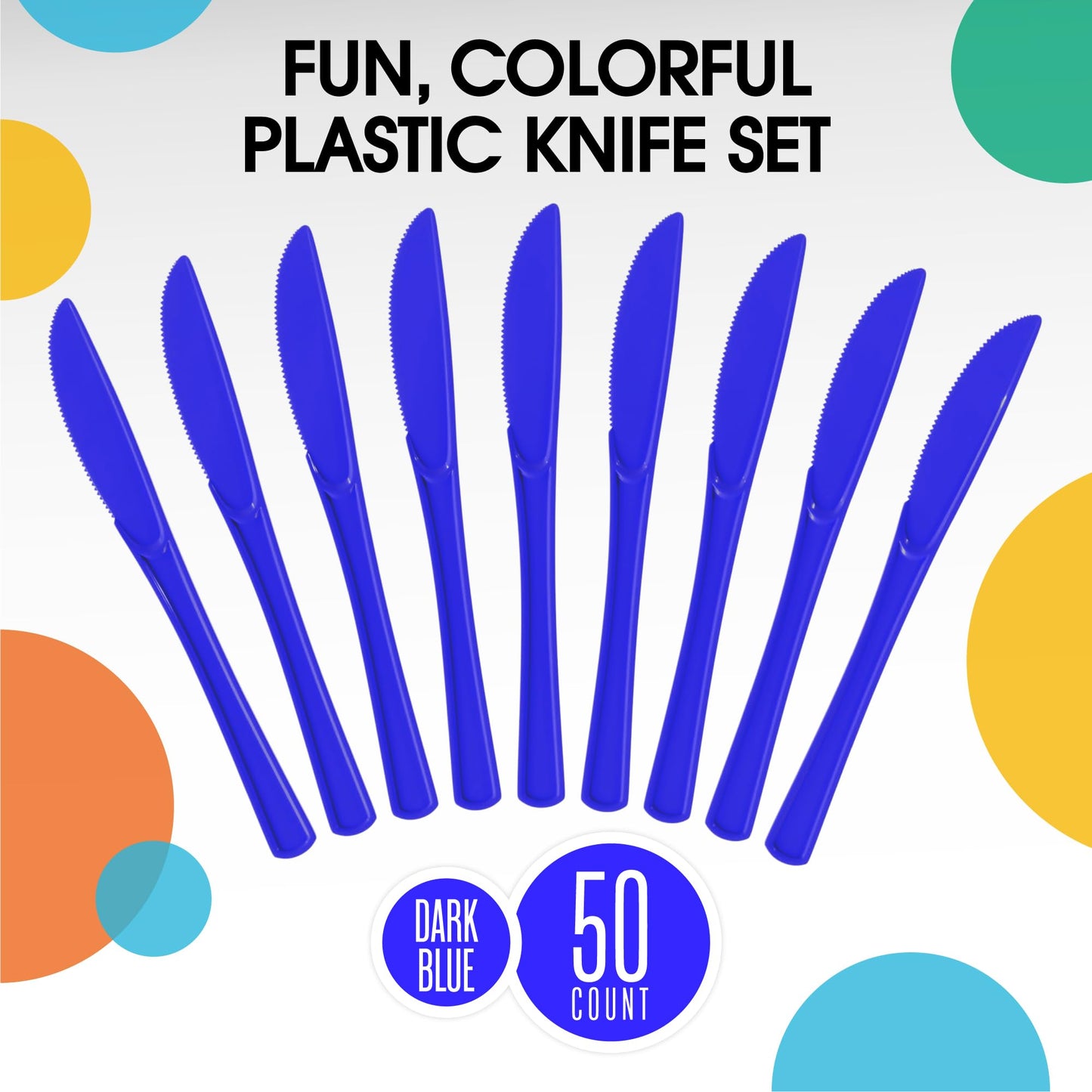 Heavy Duty Dark Blue Plastic Knives - 50 Ct.