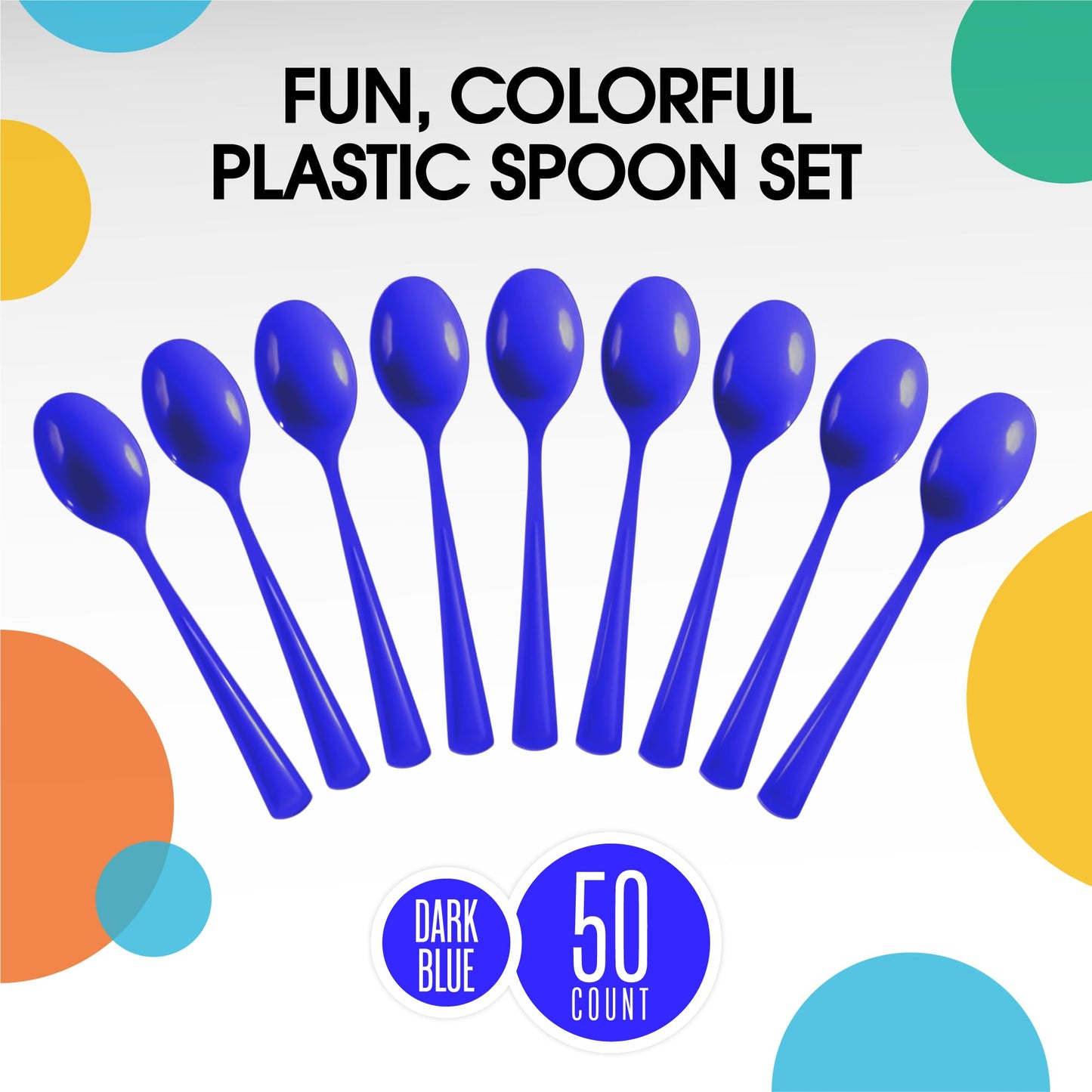 Heavy Duty Dark Blue Plastic Spoons - 50 Ct.