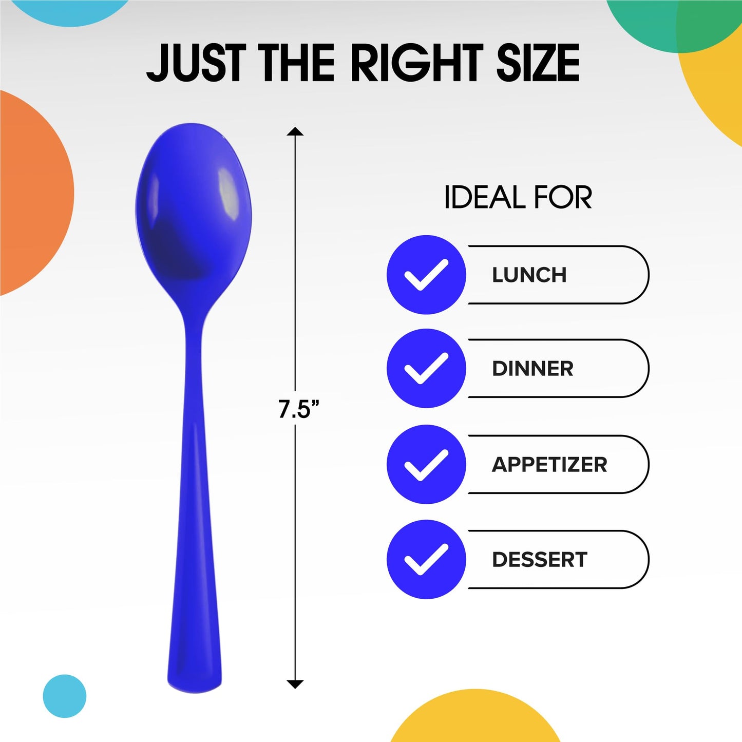 Heavy Duty Dark Blue Plastic Spoons - 50 Ct.