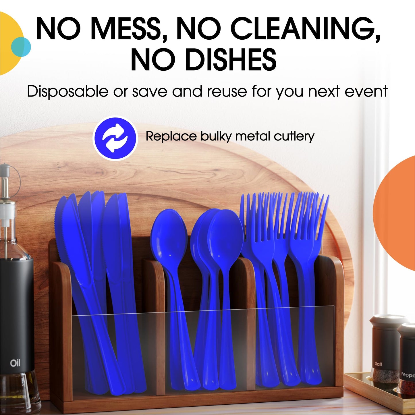 Heavy Duty Dark Blue Plastic Spoons - 50 Ct.