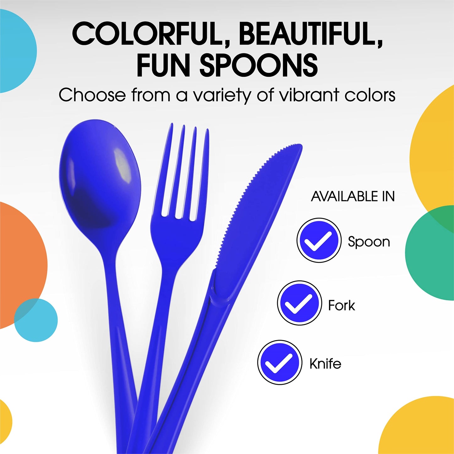 Heavy Duty Dark Blue Plastic Spoons - 50 Ct.