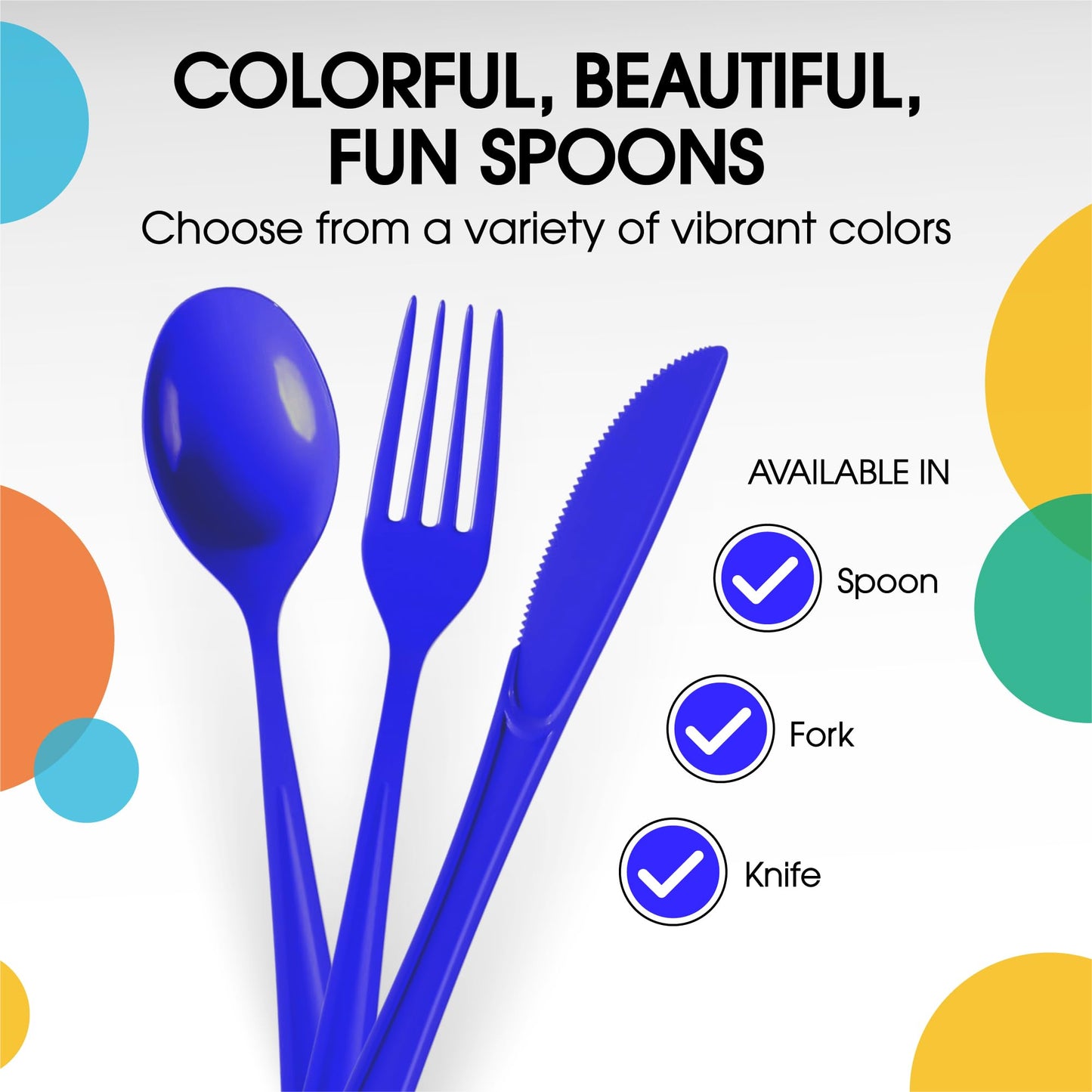 Heavy Duty Dark Blue Plastic Spoons - 50 Ct.