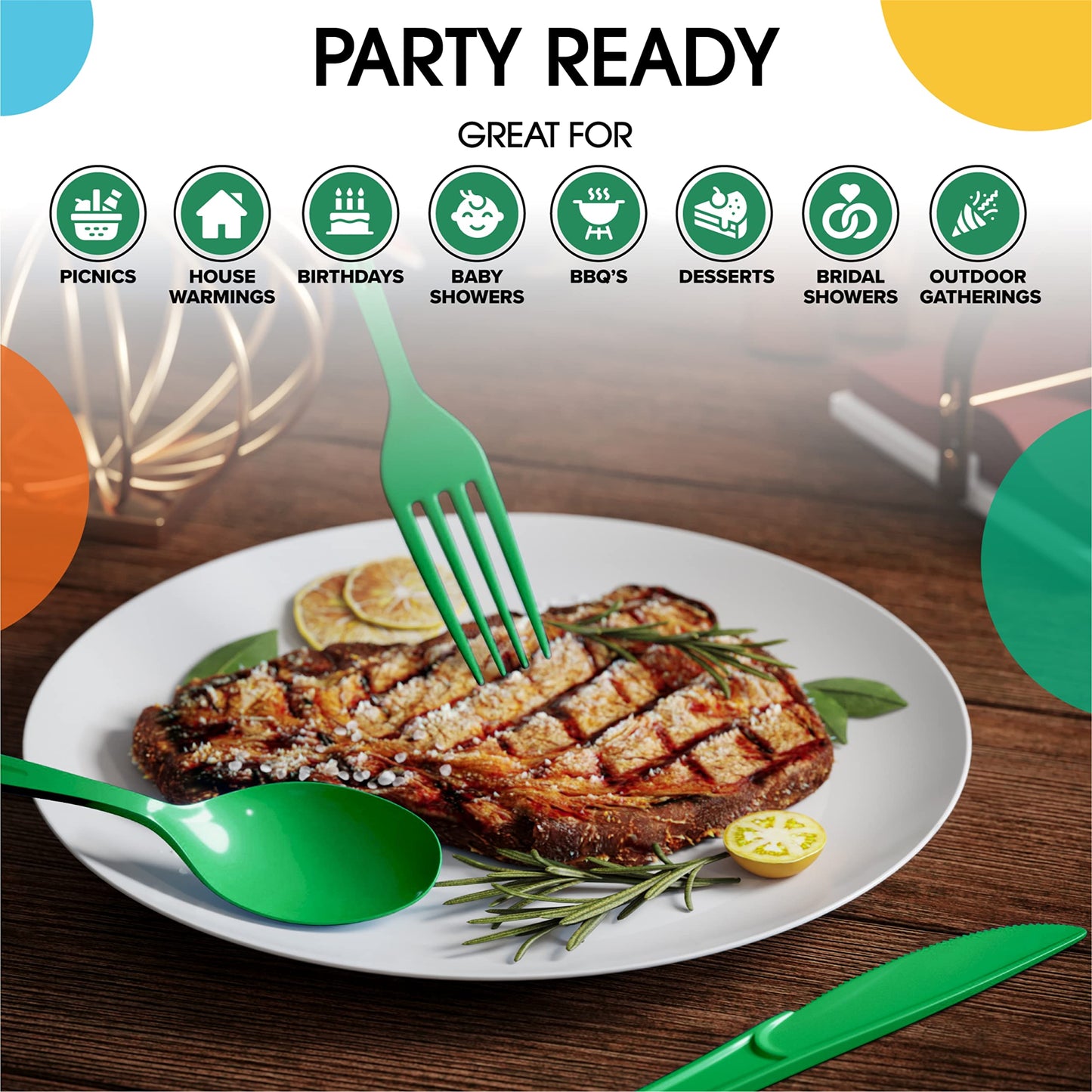 Heavy Duty Emerald Green Plastic Forks - 50 Ct.