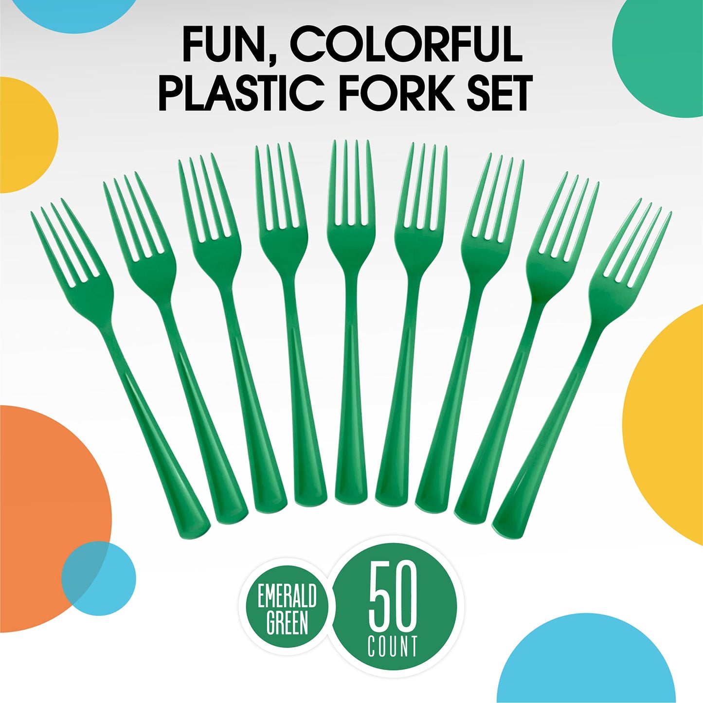 Heavy Duty Emerald Green Plastic Forks - 50 Ct.