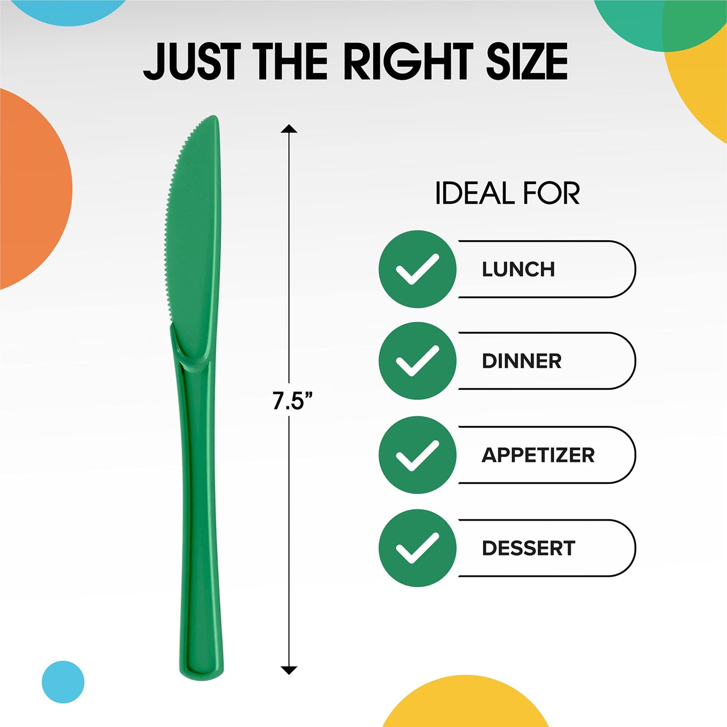 Heavy Duty Emerald Green Plastic Knives - 50 Ct.
