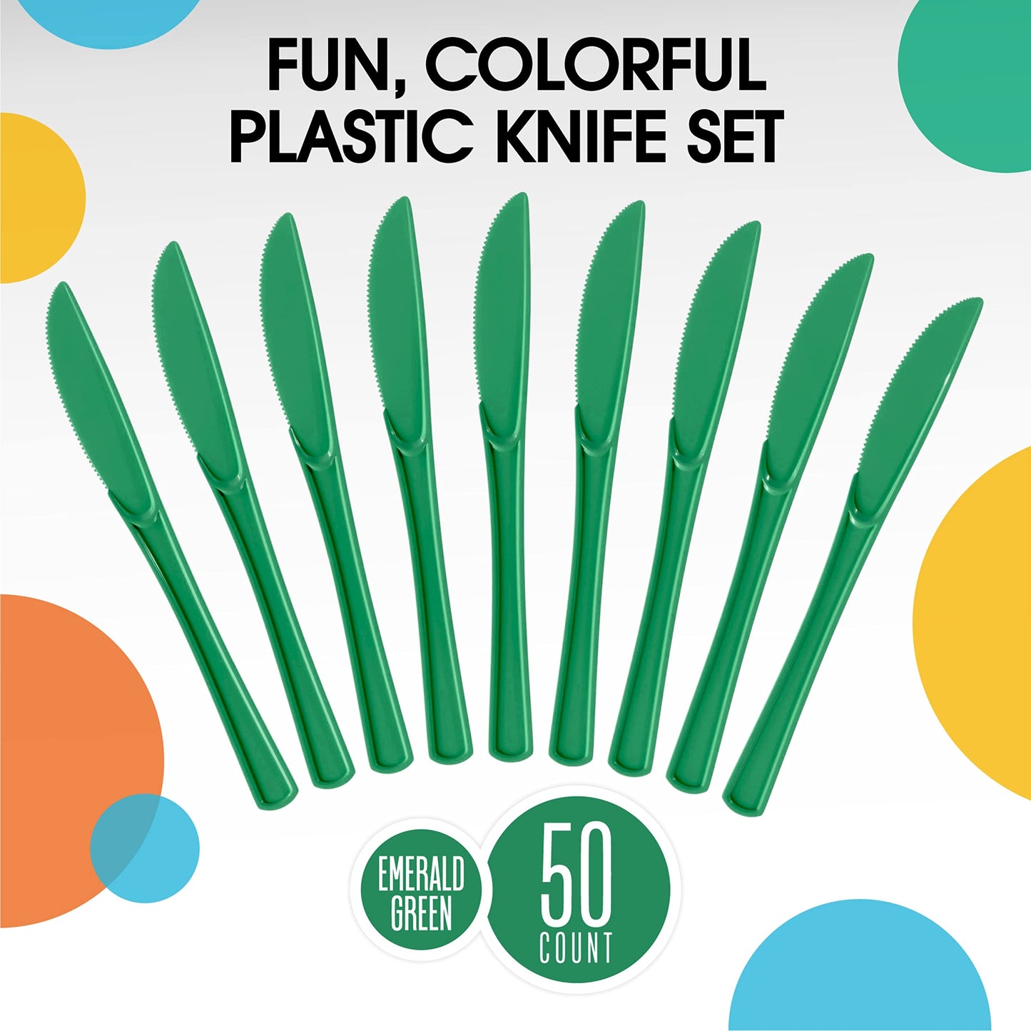 Heavy Duty Emerald Green Plastic Knives - 50 Ct.