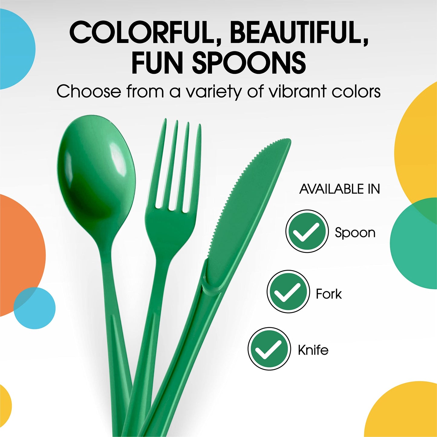 Heavy Duty Emerald Green Plastic Spoons - 50 Ct.