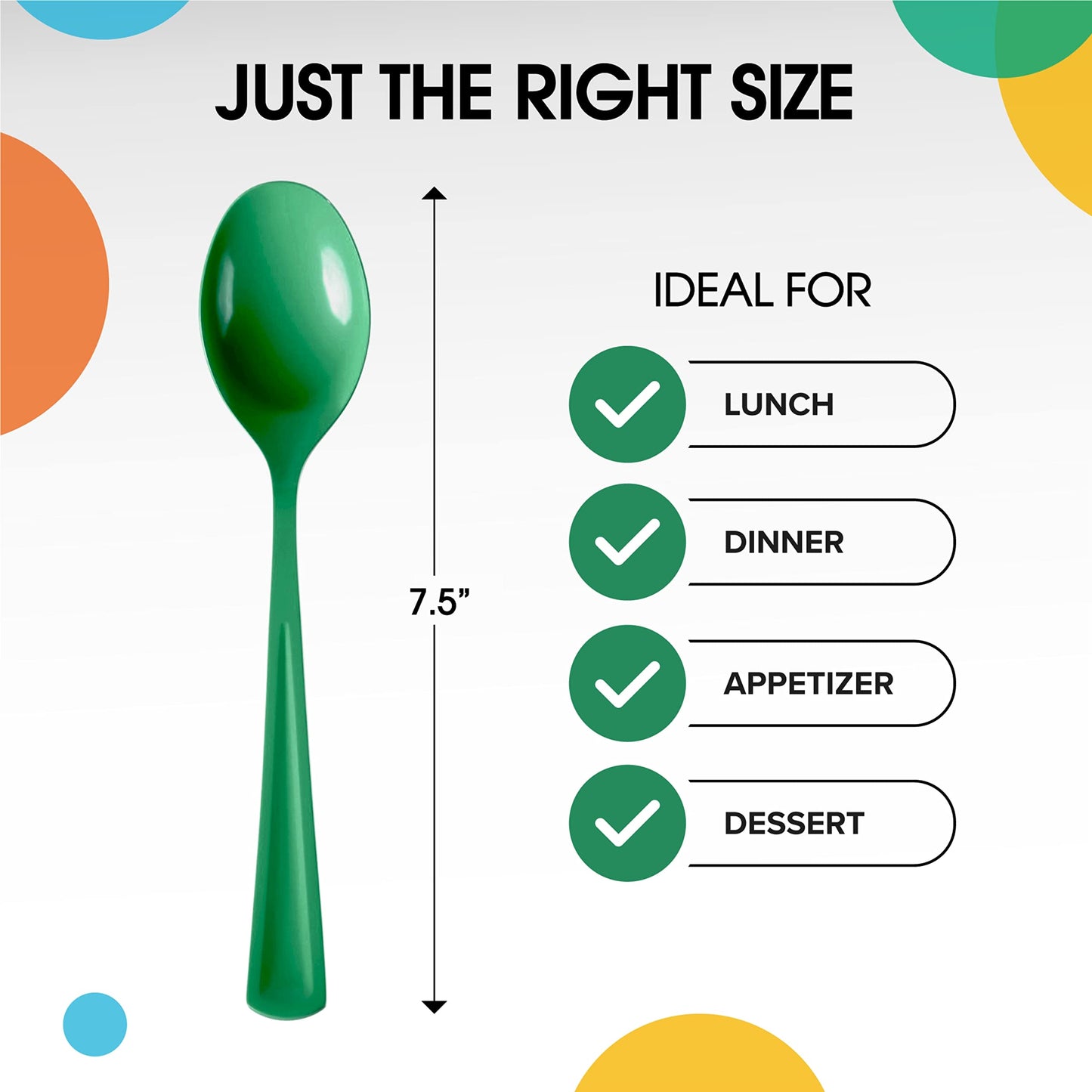 Heavy Duty Emerald Green Plastic Spoons - 50 Ct.