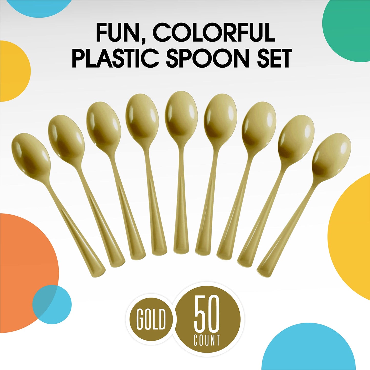 Heavy Duty Gold Plastic Spoons - 50 Ct.