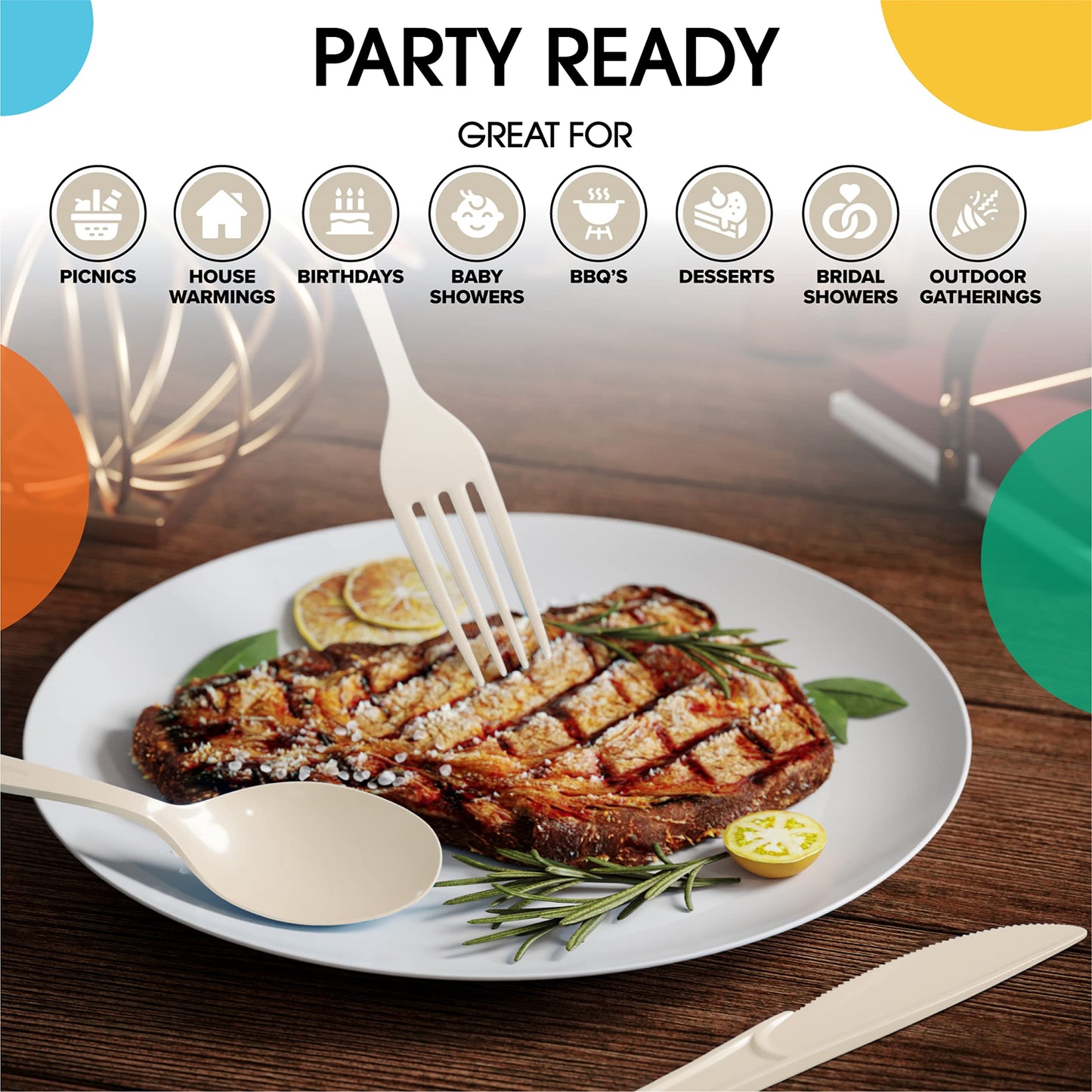 Heavy Duty Ivory Plastic Forks - 50 Ct.
