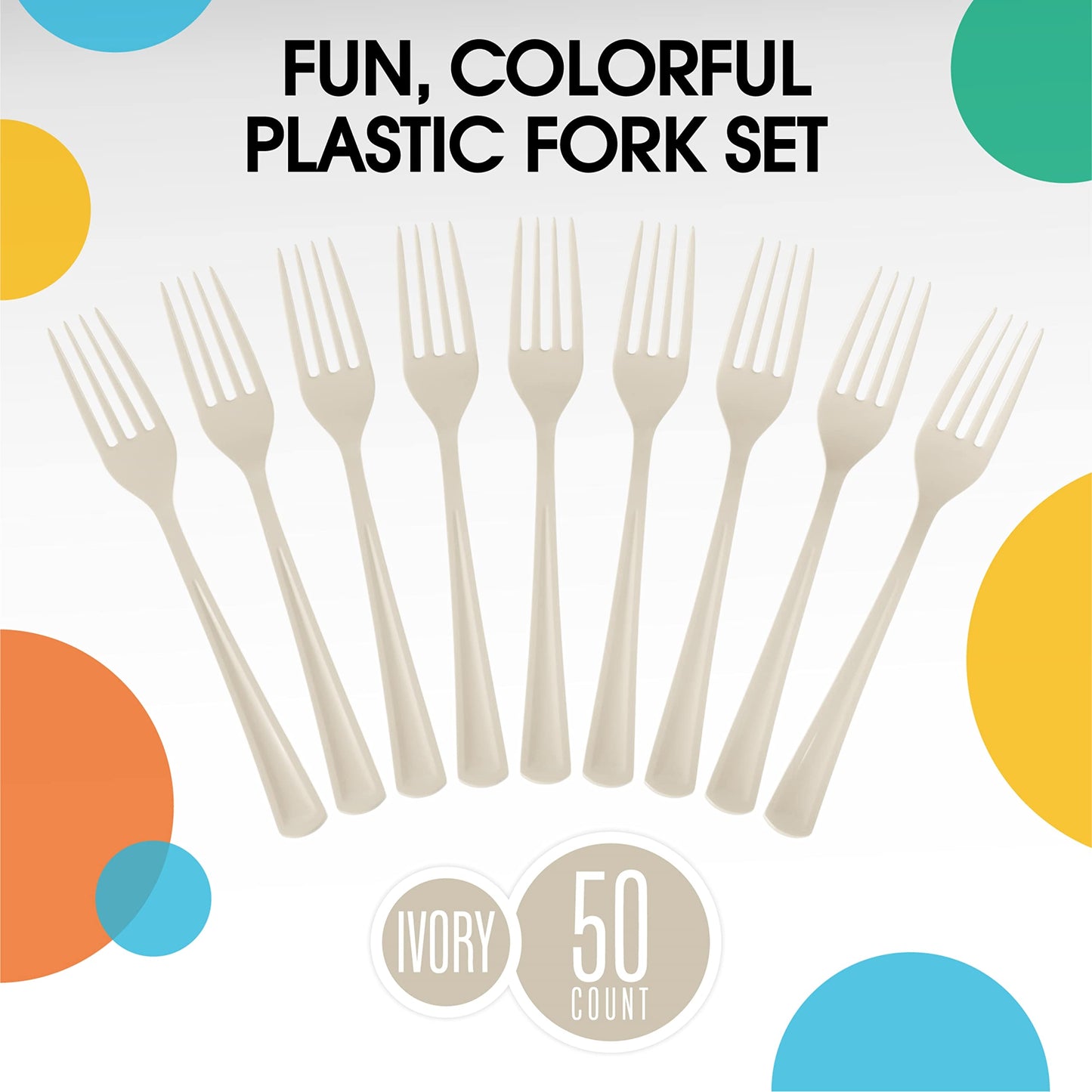 Heavy Duty Ivory Plastic Forks - 50 Ct.