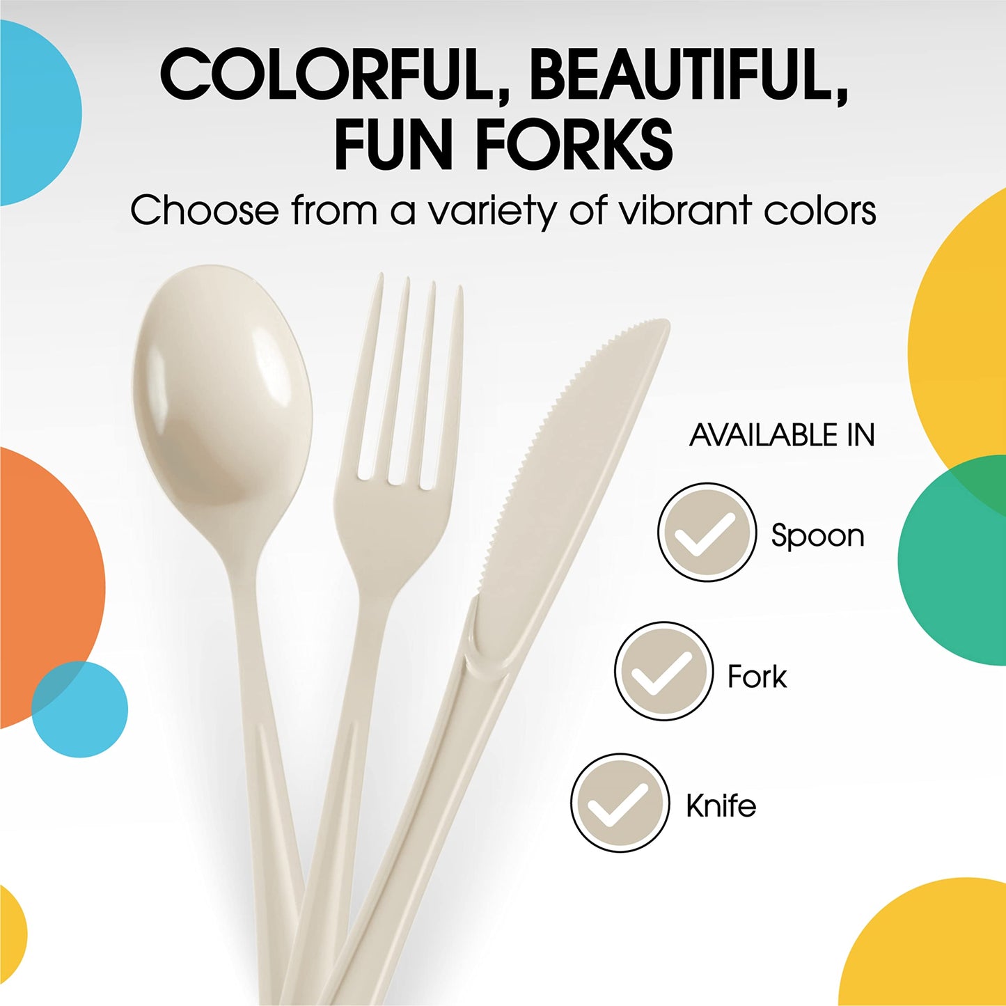 Heavy Duty Ivory Plastic Forks - 50 Ct.