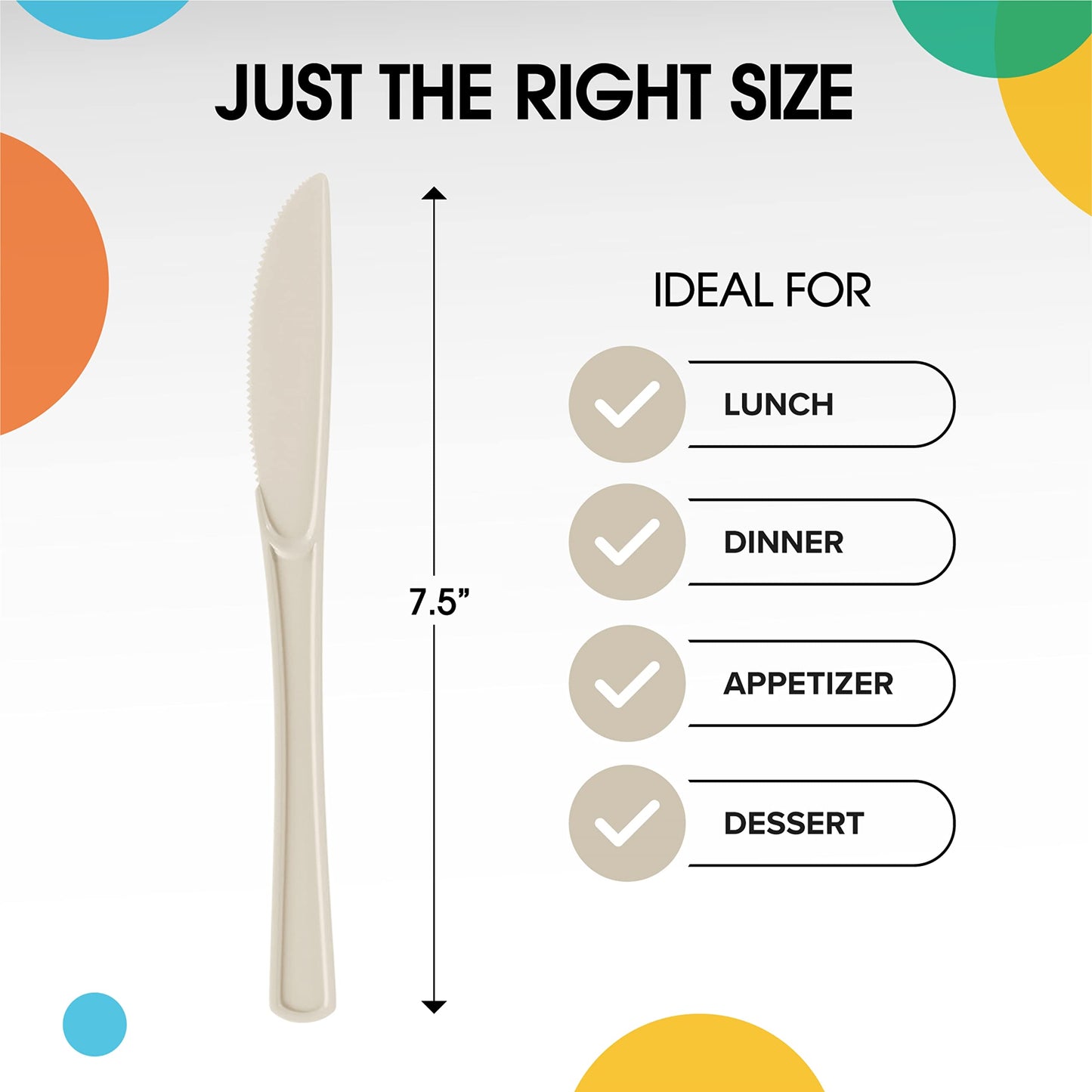 Heavy Duty Ivory Plastic Knives - 50 Ct.