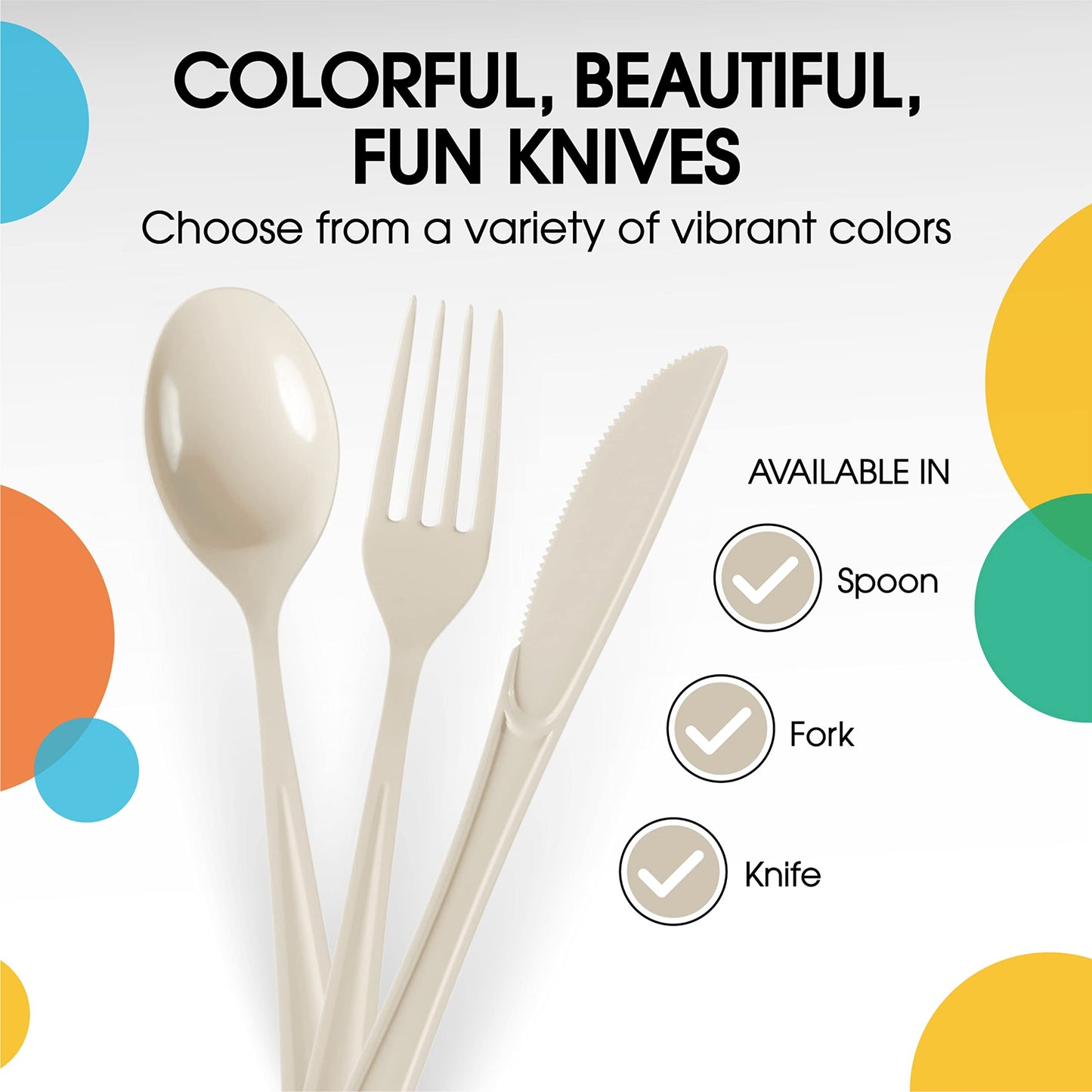Heavy Duty Ivory Plastic Knives - 50 Ct.