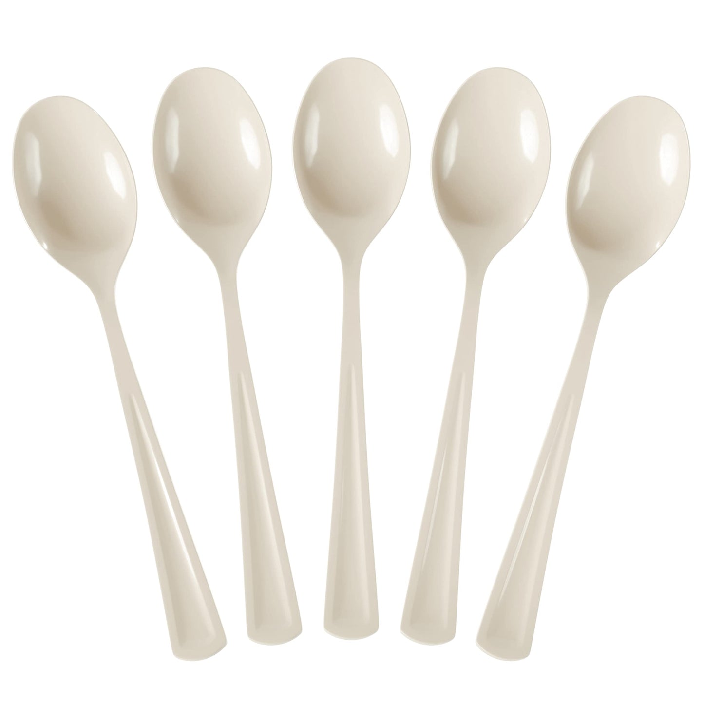 Heavy Duty Ivory Plastic Spoons - 50 Ct.