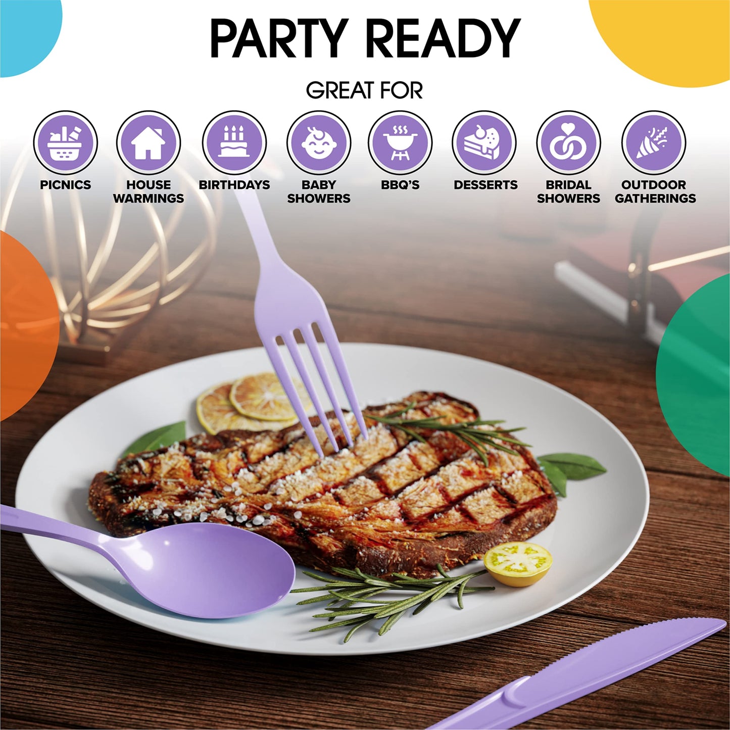 Heavy Duty Lavender Plastic Forks - 50 Ct.