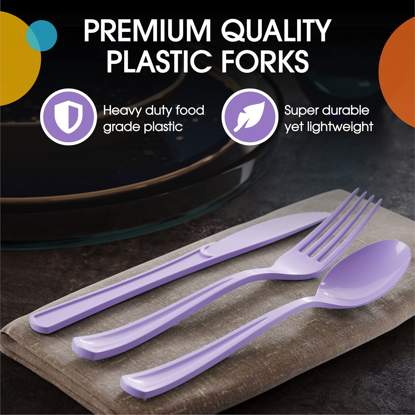 Heavy Duty Lavender Plastic Forks - 50 Ct.
