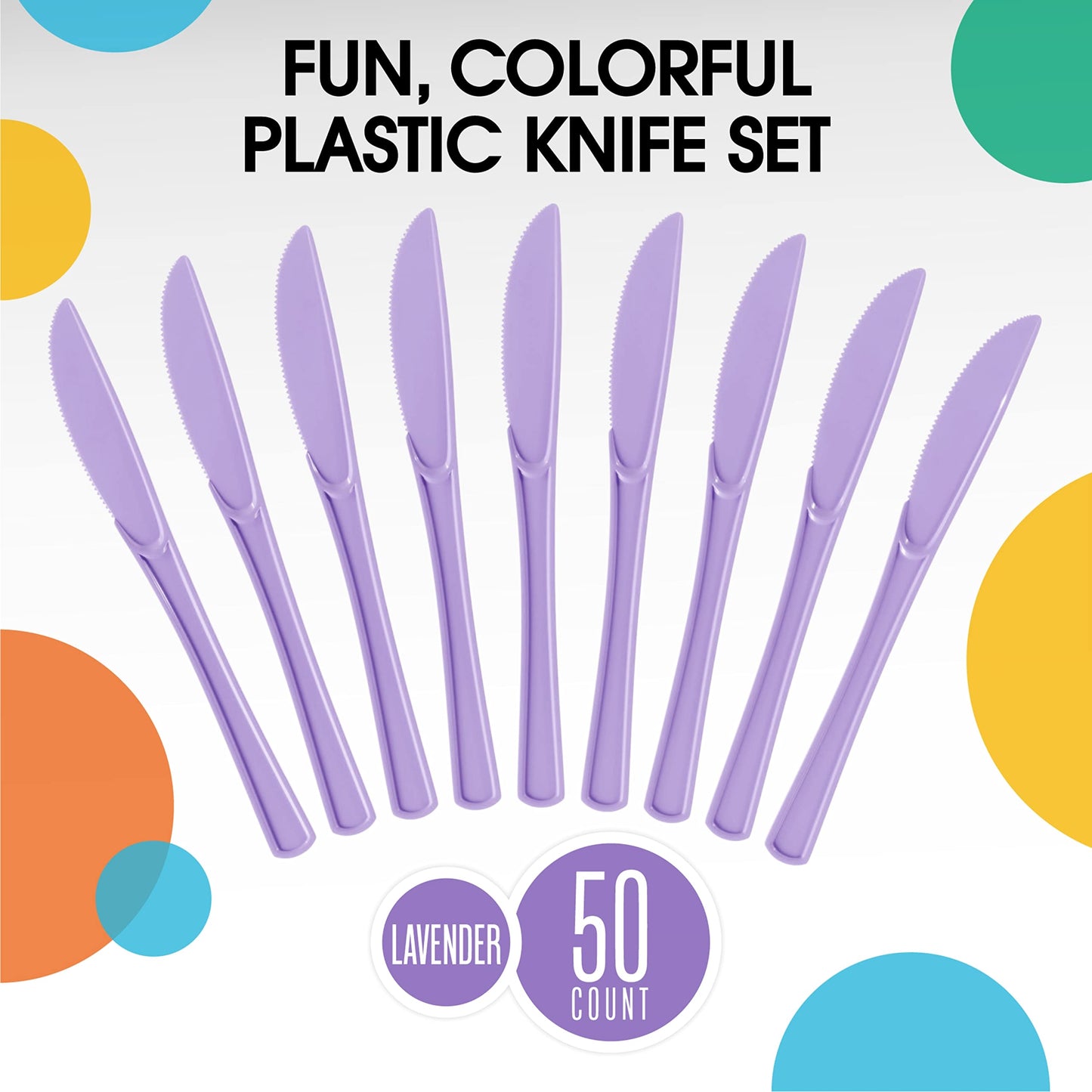 Heavy Duty Lavender Plastic Knives - 50 ct.