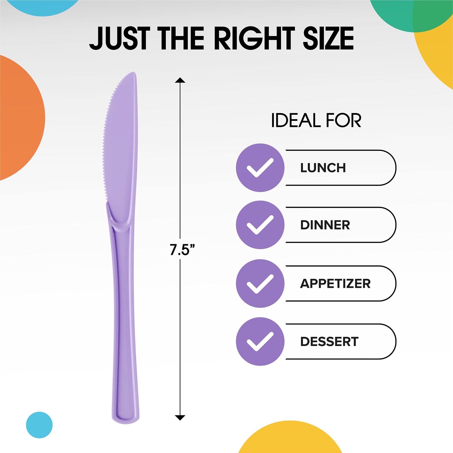 Heavy Duty Lavender Plastic Knives - 50 ct.