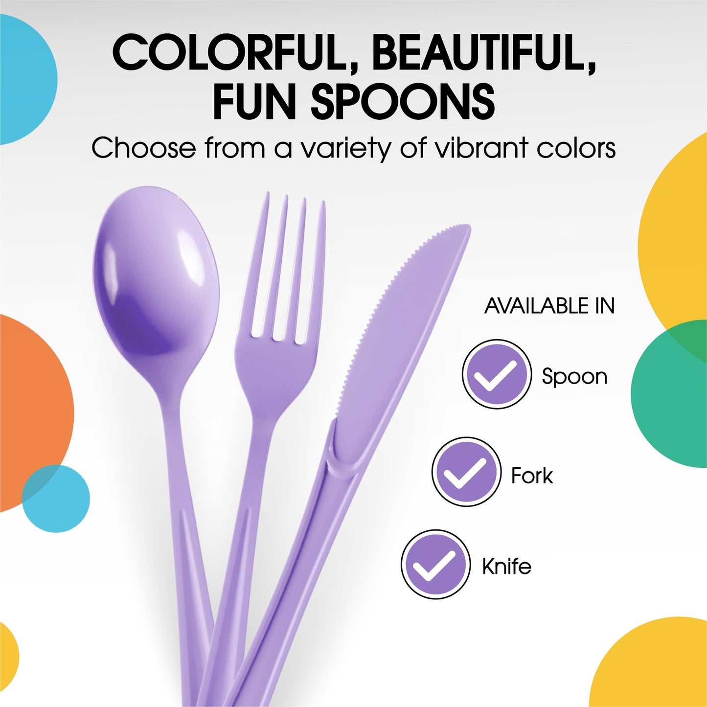 Heavy Duty Lavender Plastic Spoons - 50 ct.