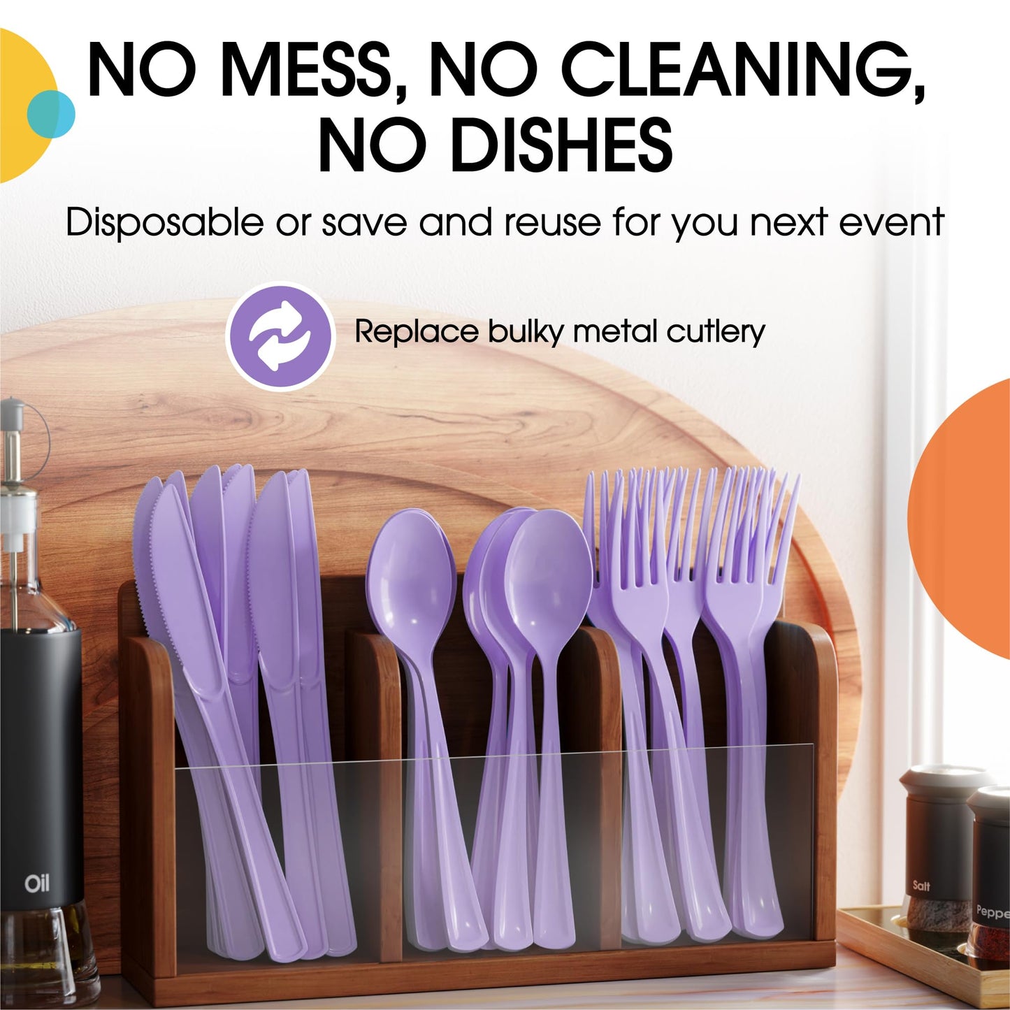 Heavy Duty Lavender Plastic Spoons - 50 ct.