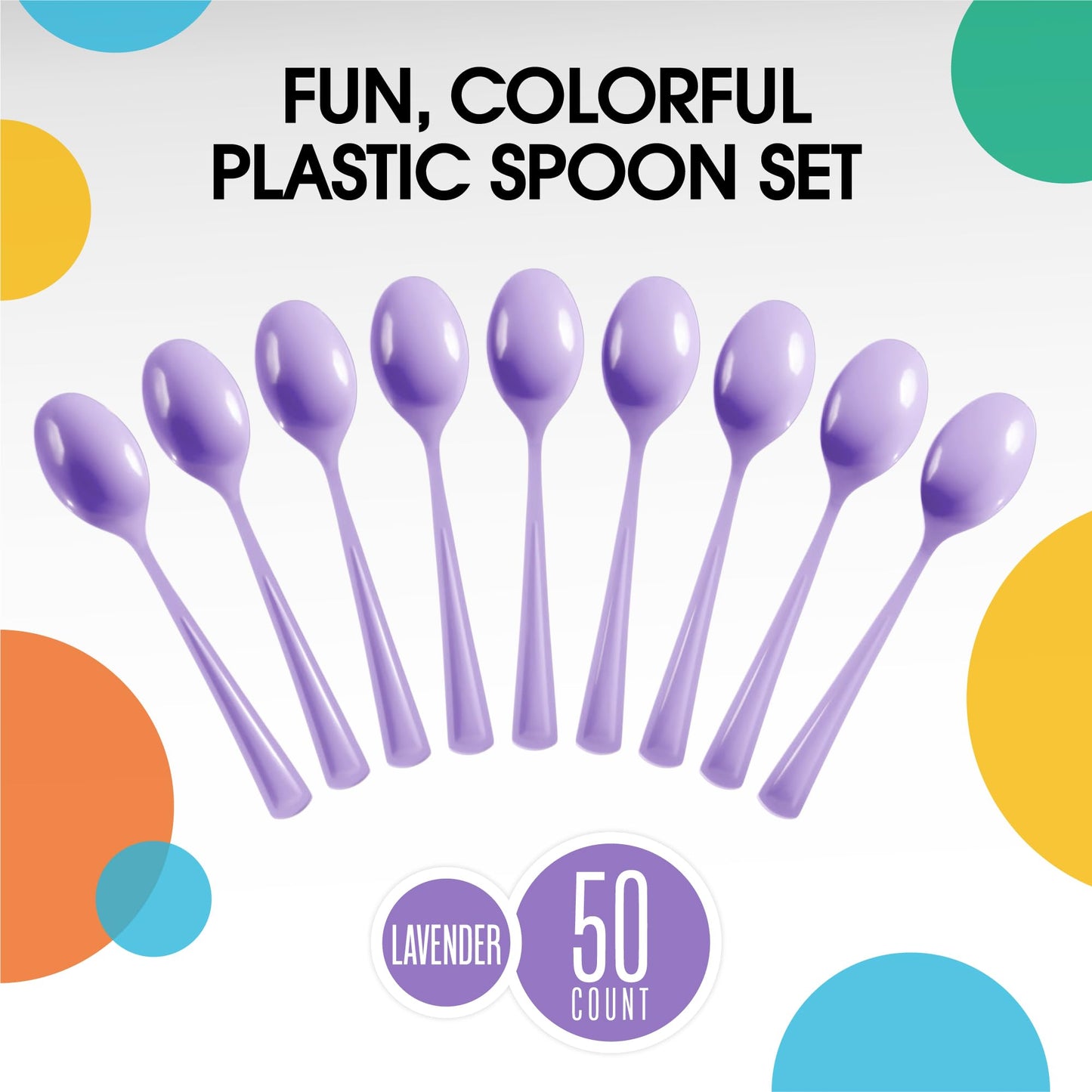 Heavy Duty Lavender Plastic Spoons - 50 ct.