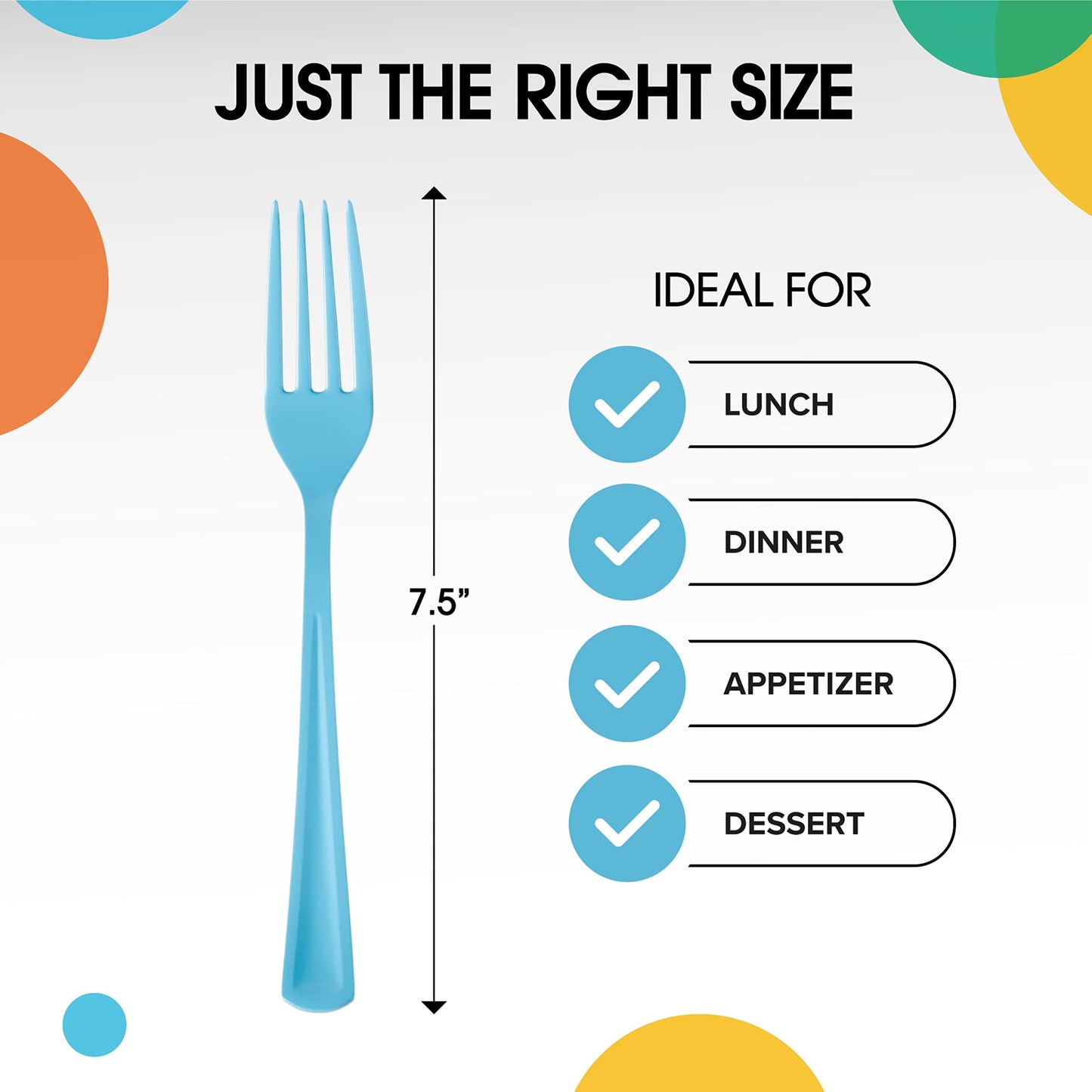 Heavy Duty Light Blue Plastic Forks - 50 Ct.