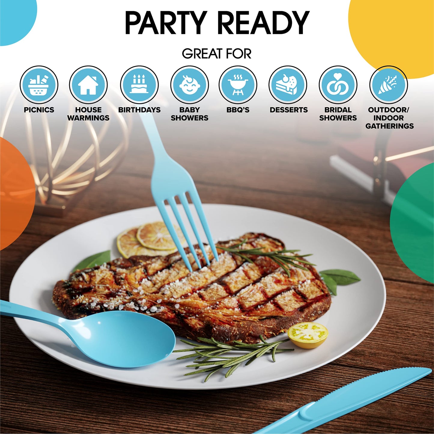 Heavy Duty Light Blue Plastic Forks - 50 Ct.