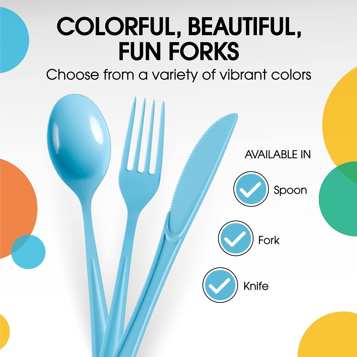 Heavy Duty Light Blue Plastic Forks - 50 Ct.