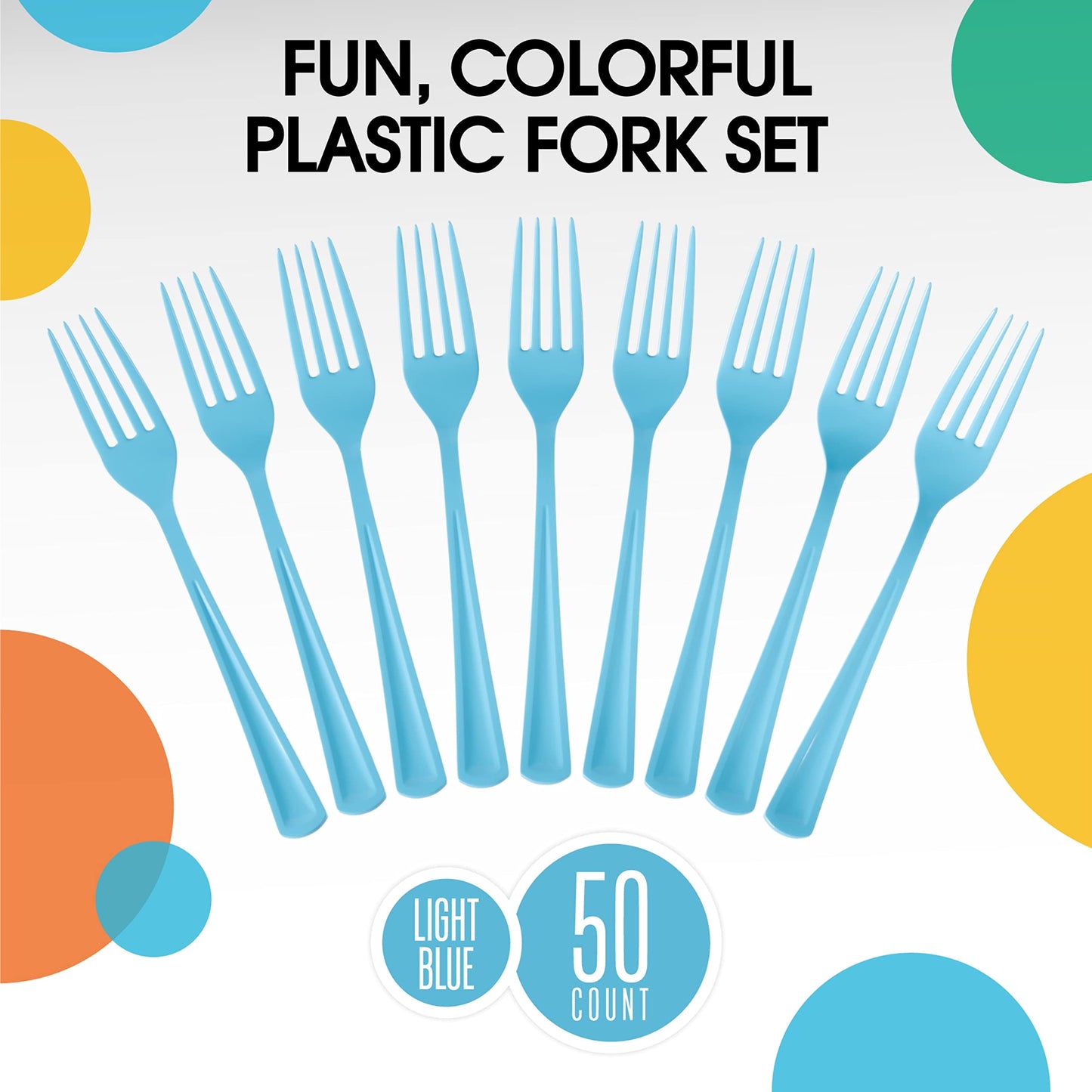 Heavy Duty Light Blue Plastic Forks - 50 Ct.