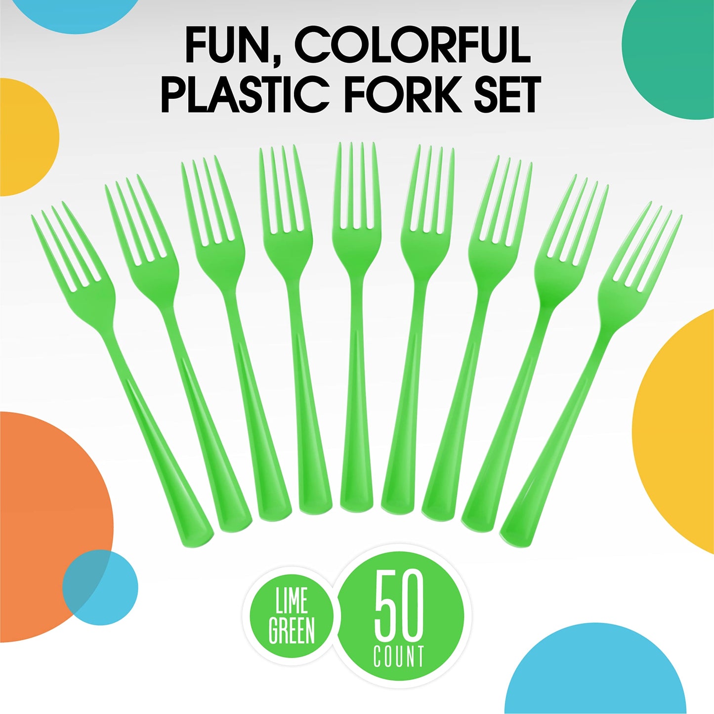 Heavy Duty Lime Green Plastic Forks - 50 Ct.