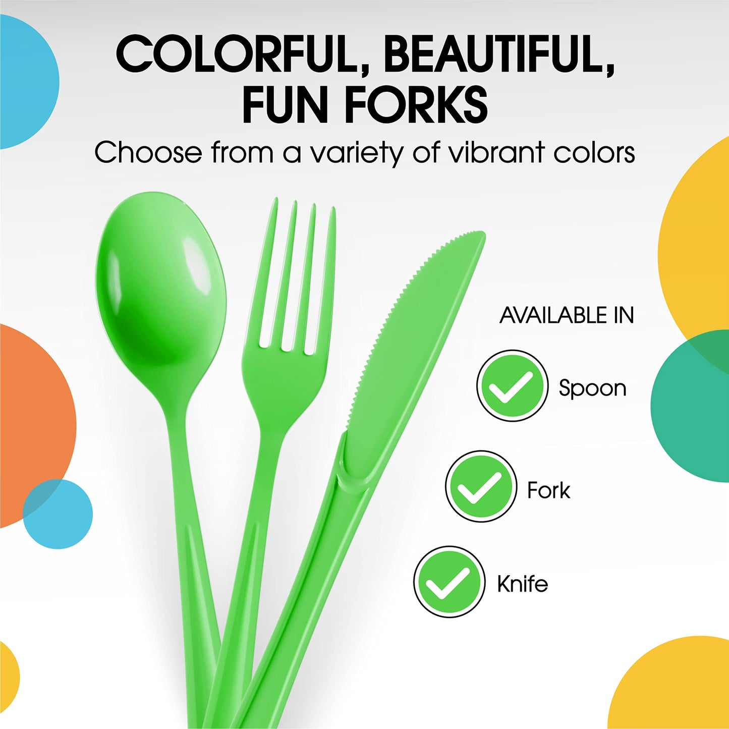 Heavy Duty Lime Green Plastic Forks - 50 Ct.