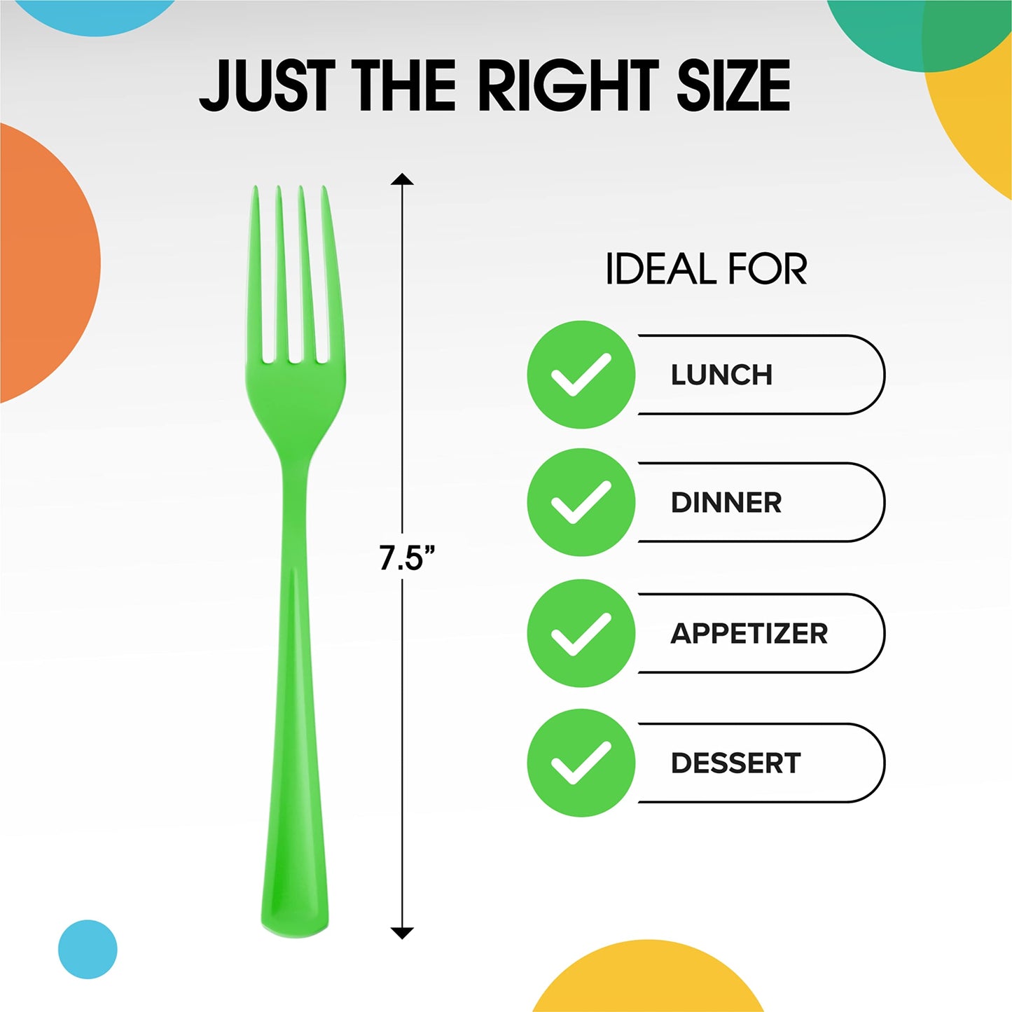 Heavy Duty Lime Green Plastic Forks - 50 Ct.