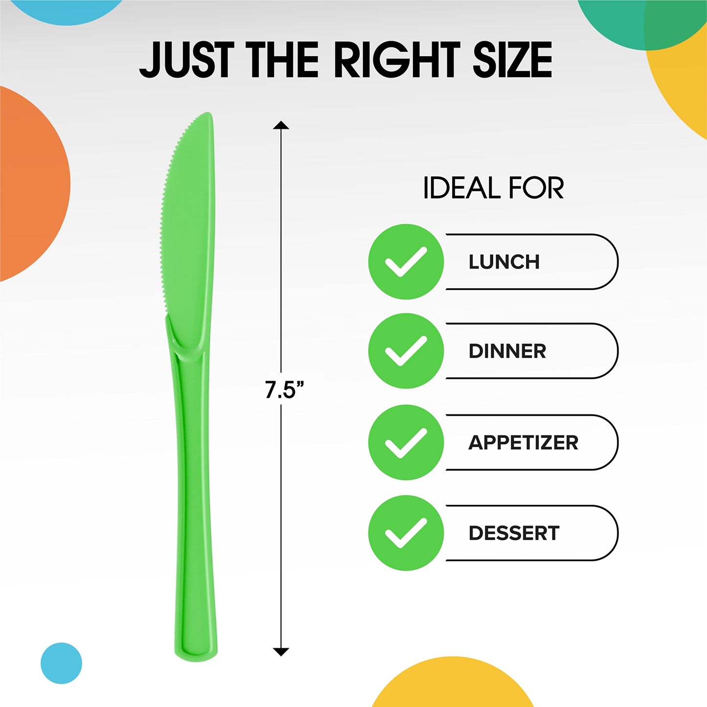 Heavy Duty Lime Green Plastic Knives - 50 Ct.
