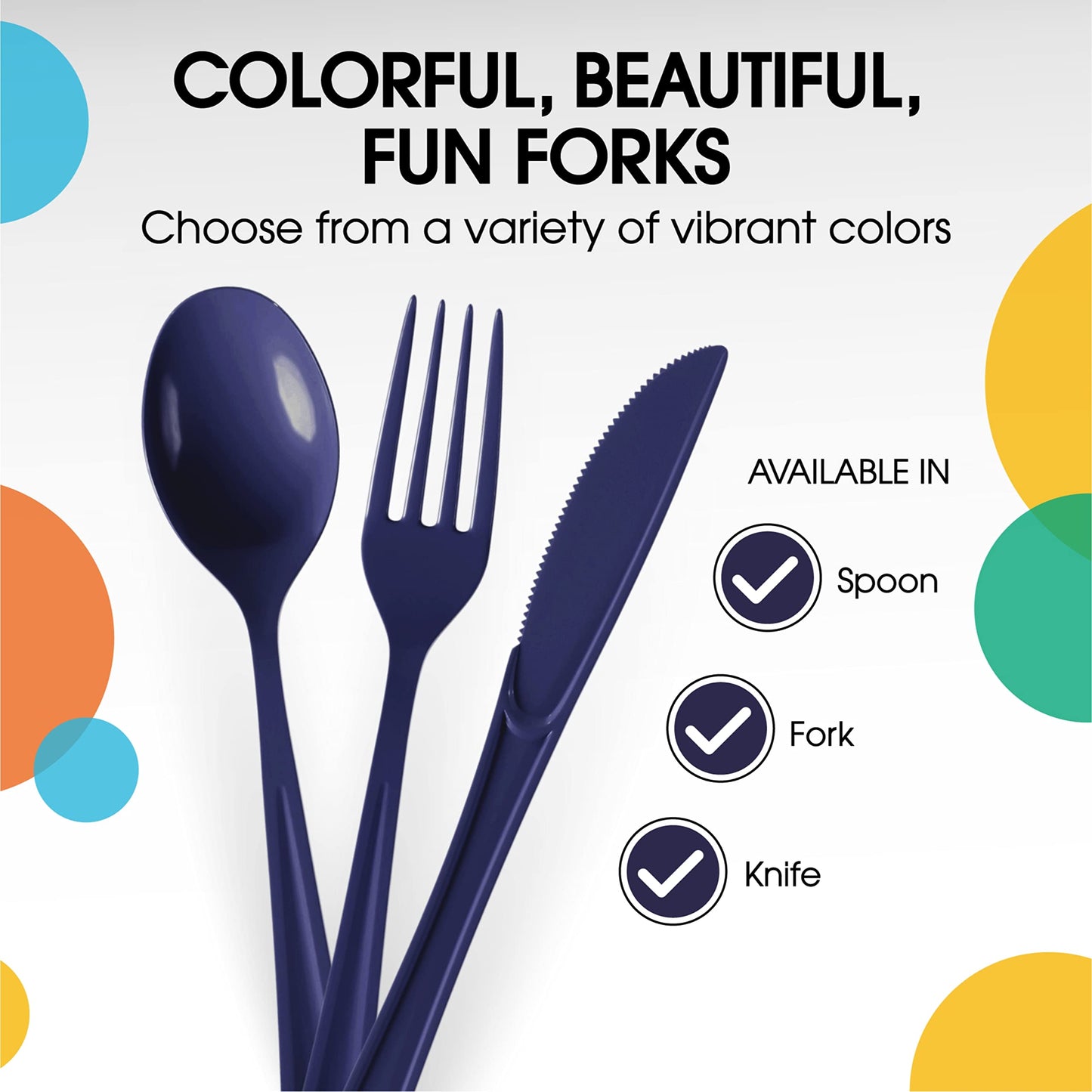 Heavy Duty Navy Plastic Forks - 50 Ct.