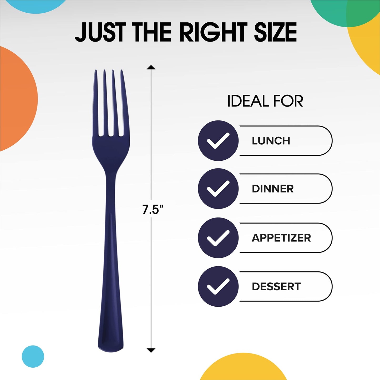 Heavy Duty Navy Plastic Forks - 50 Ct.