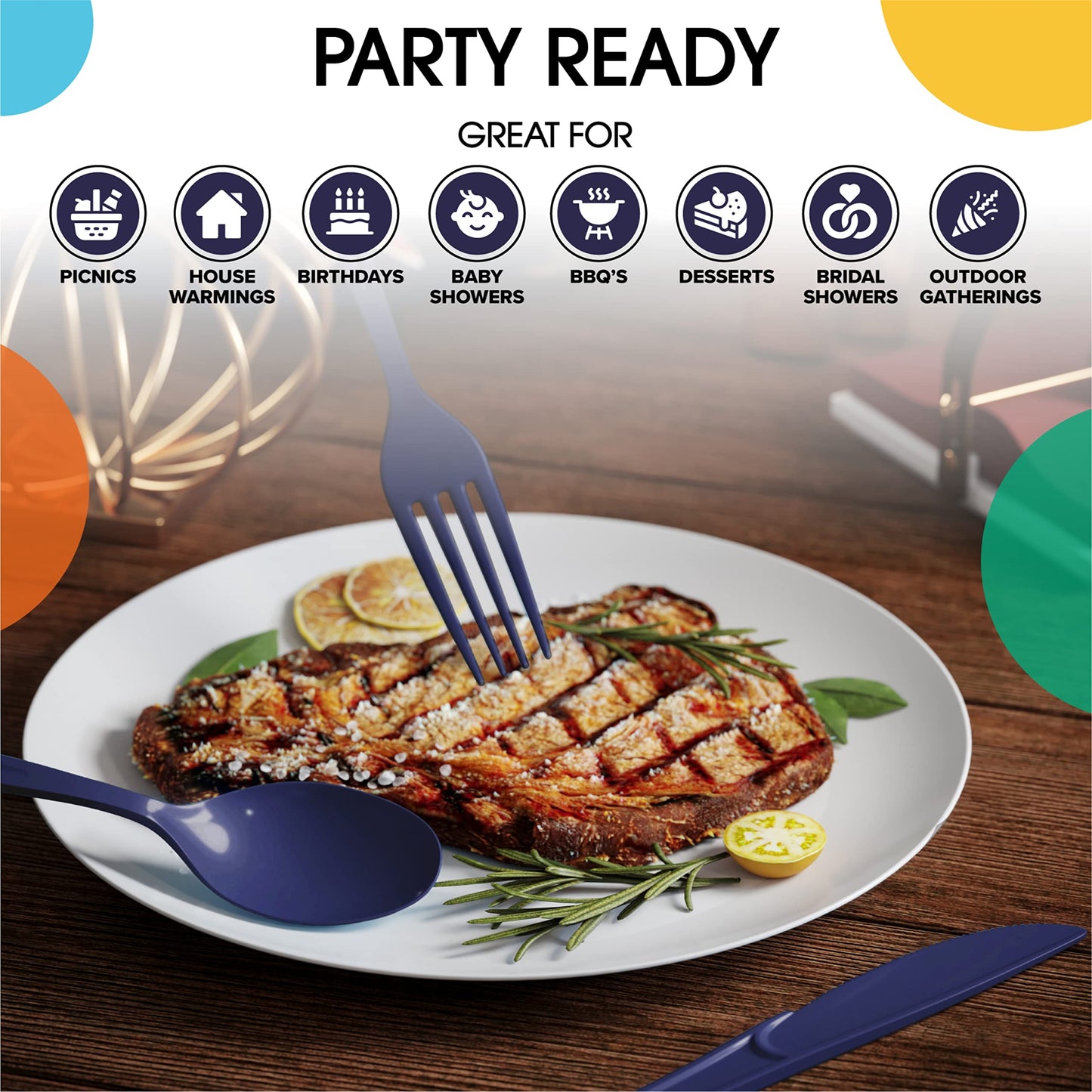 Heavy Duty Navy Plastic Forks - 50 Ct.
