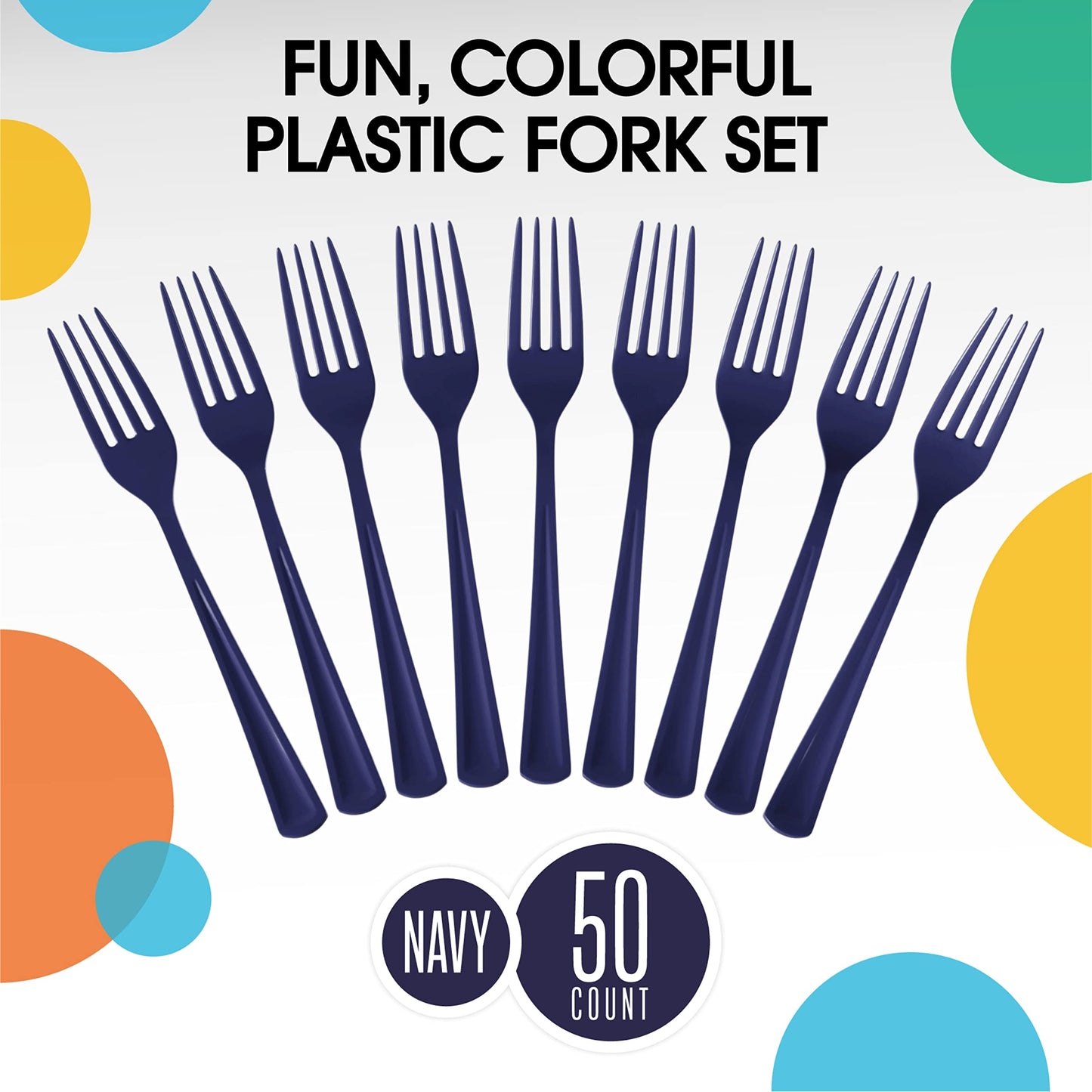Heavy Duty Navy Plastic Forks - 50 Ct.
