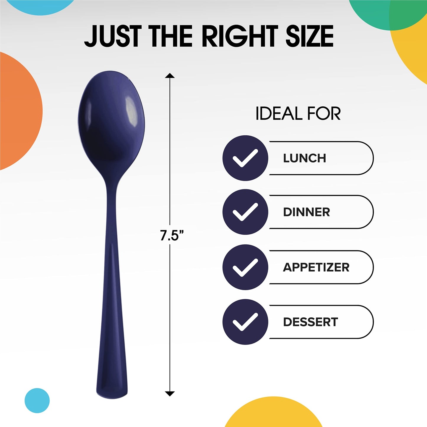 Heavy Duty Navy Plastic Spoons - 50 Ct.