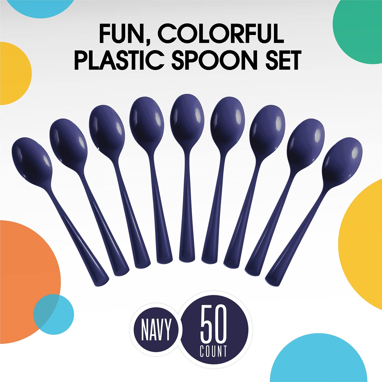 Heavy Duty Navy Plastic Spoons - 50 Ct.