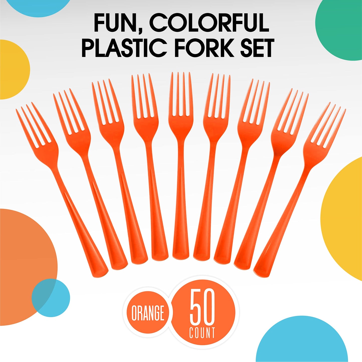 Heavy Duty Orange Plastic Forks - 50 Ct.