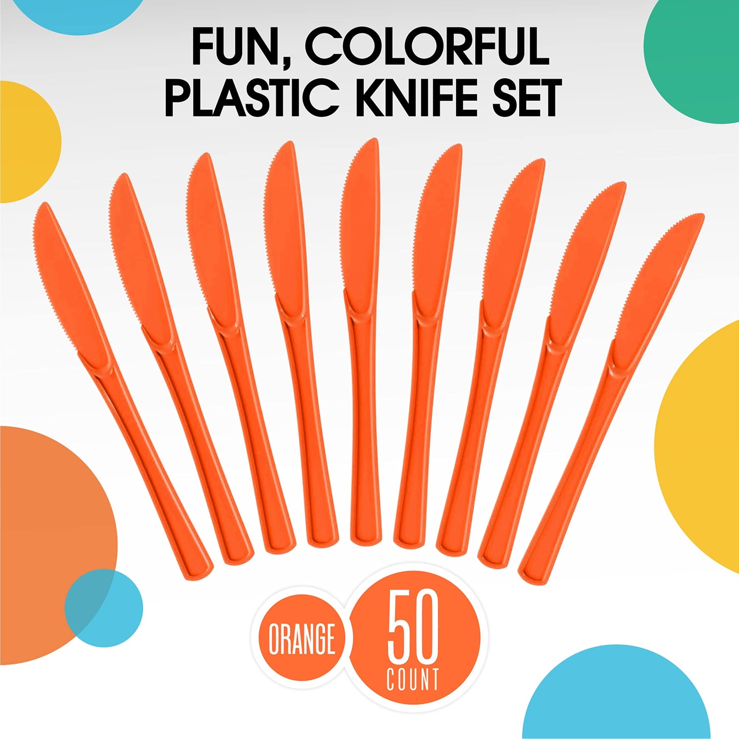 Heavy Duty Orange Plastic Knives - 50 Ct.