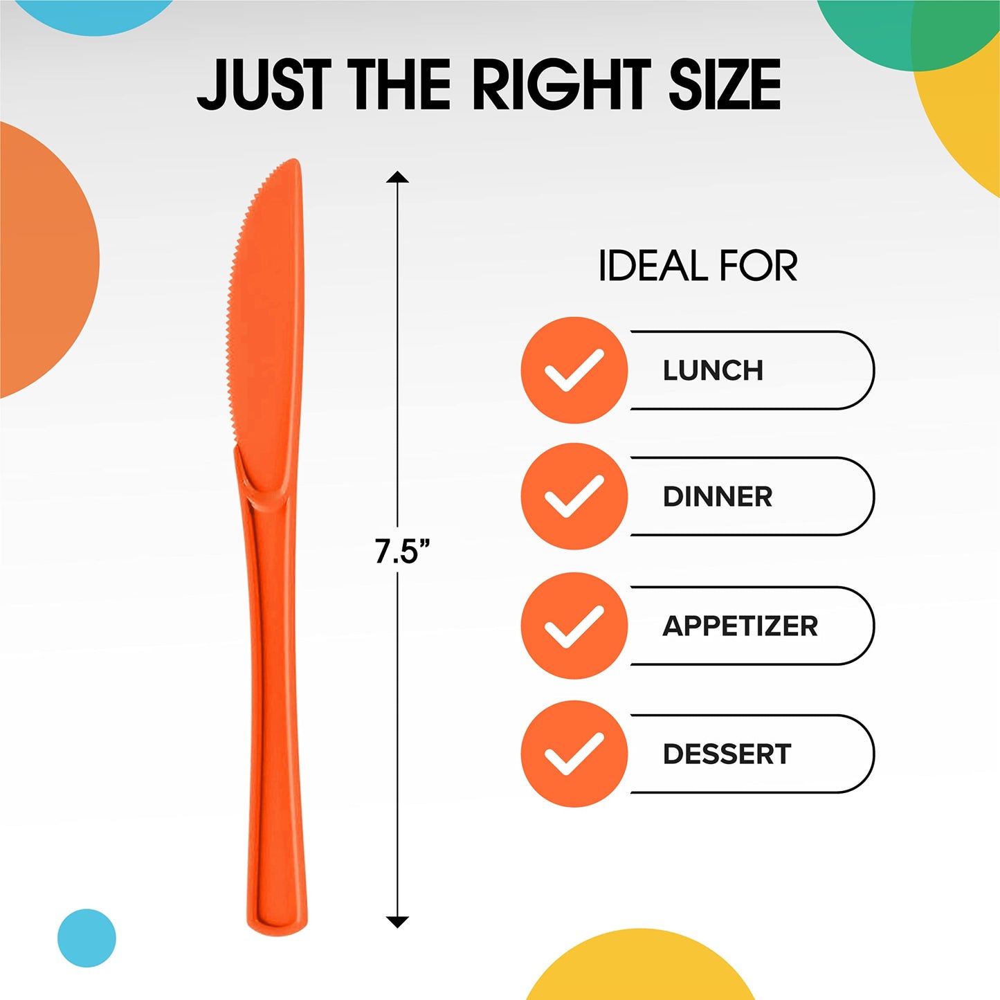 Heavy Duty Orange Plastic Knives - 50 Ct.