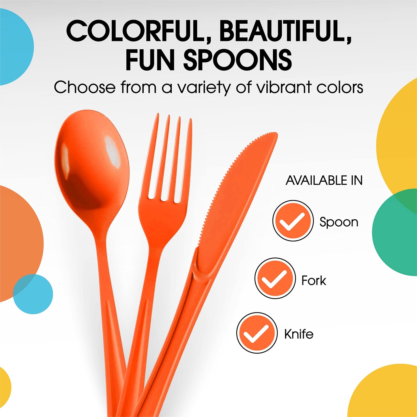 Heavy Duty Orange Plastic Spoons - 50 Ct.