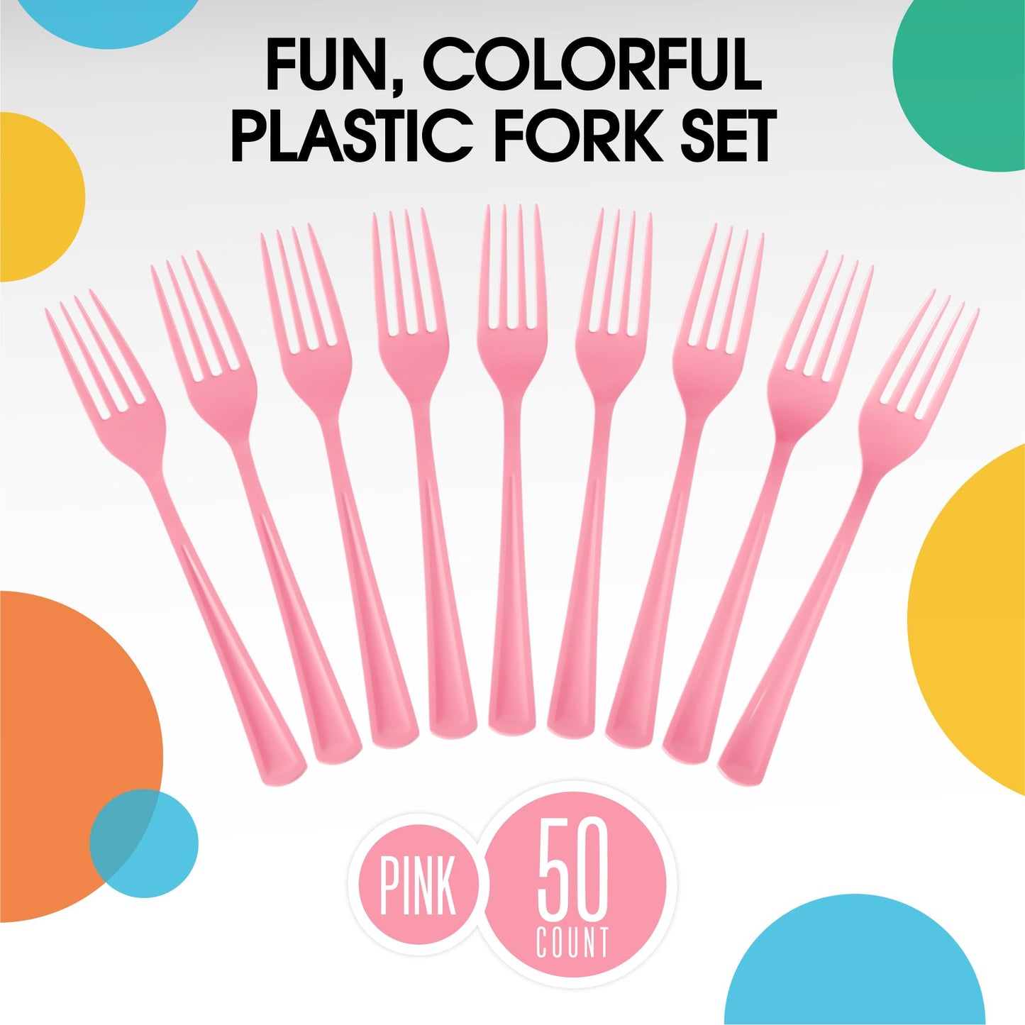 Heavy Duty Pink Plastic Forks - 50 Ct.