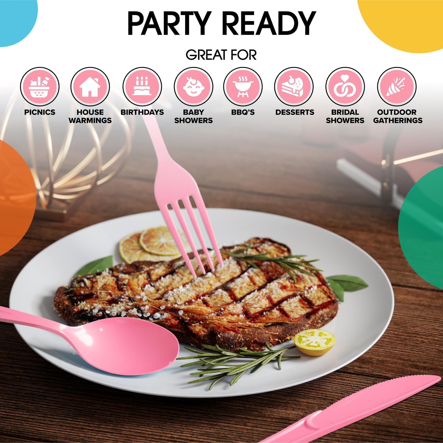 Heavy Duty Pink Plastic Forks - 50 Ct.