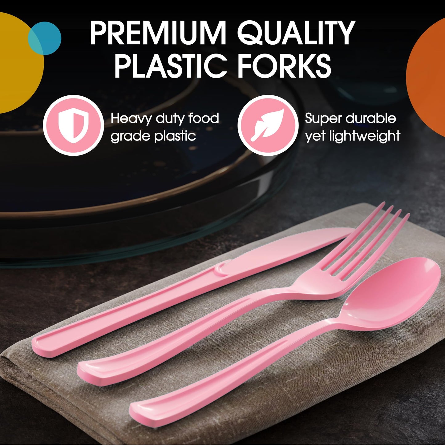 Heavy Duty Pink Plastic Forks - 50 Ct.